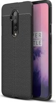 OnePlus 7T Pro Litchi Leren Textuur TPU Hoesje Zwart