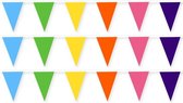 3x Gekleurde stoffen vlaggenlijnen/slingers 10 meter - Feestartikelen versiering - Duurzame herbruikbare slinger van stof