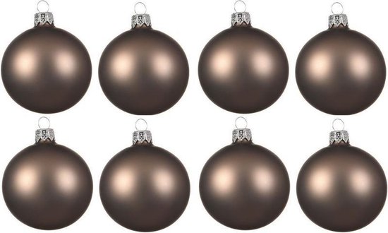 8x Kasjmier bruine glazen kerstballen 10 cm - Mat/matte -  Kerstboomversiering kasjmier... | bol.com