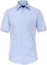 CASA MODA modern fit overhemd - korte mouw - popeline - blauw - Strijkvriendelijk - Boordmaat: 47