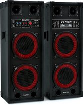 Actieve speakerset - Fenton SPB-28 - 800W actieve speakerset 2x 8 met o.a. Bluetooth - Ook ideaal als karaoke set!