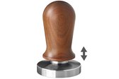 scarlet espresso | Tamper "Perfetto" voor barista; gekalibreerd tot 35 lbs contactdruk; met aluminium of edelhouten handvat en precisie roestvrijstalen basis.