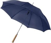 Automatische paraplu 102 cm doorsnede in het blauw - grote paraplu met houten handvat