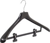De Kledinghanger Gigant - 30 x Mantel / kostuumhanger kunststof zwart met schouderverbreding en anti-slip knijpers, 50 cm