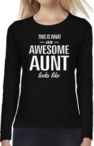 Awesome Aunt - geweldige tante / grootmoeder cadeau shirt long sleeve zwart dames - kado shirts / Moederdag cadeau XL