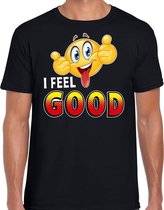 Funny emoticon t-shirt I feel good zwart heren S