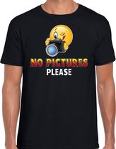 Funny emoticon t-shirt No pictures please zwart heren L