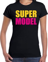 Super model fun tekst t-shirt zwart dames M