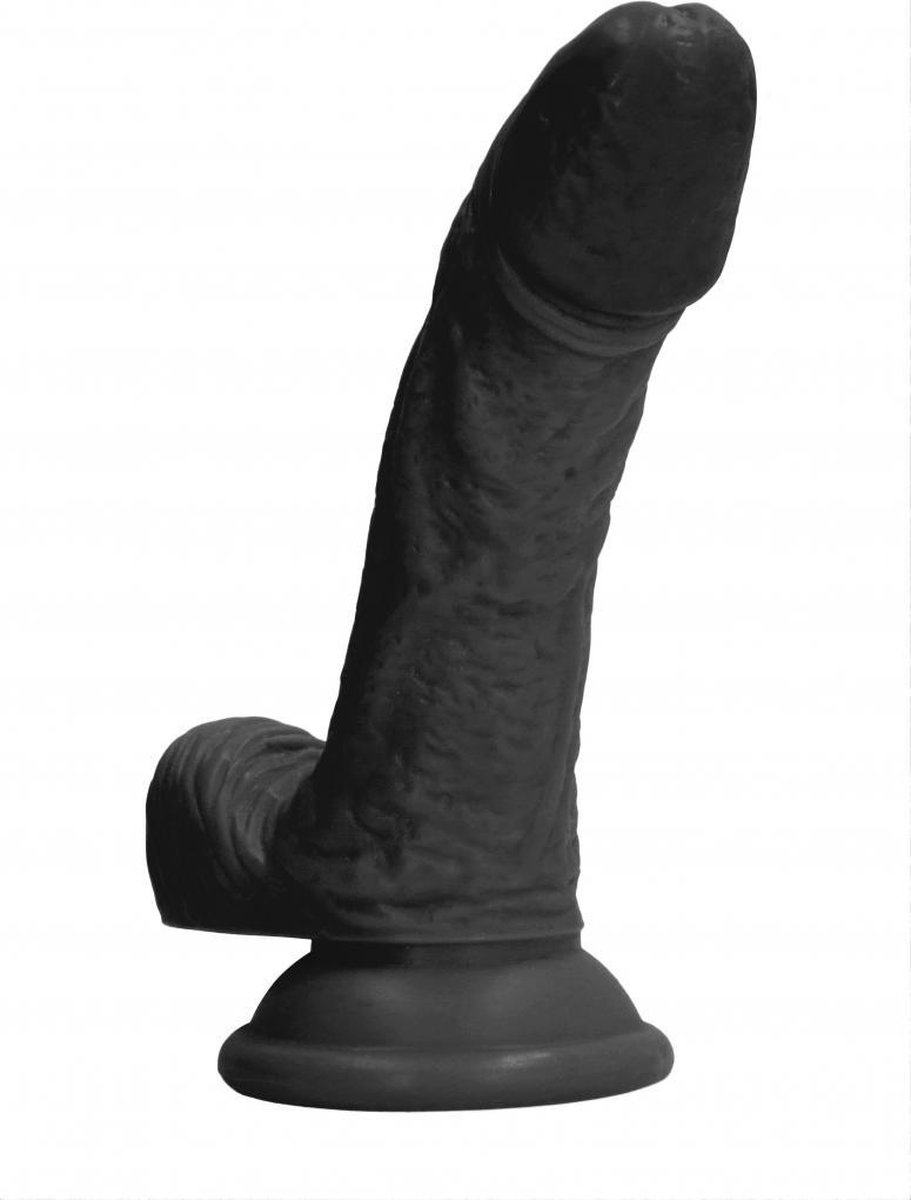 Goedkoopste GC Curved Realistische Dildo met Scrotum en Zuignap - 12,7 cm - Zwart