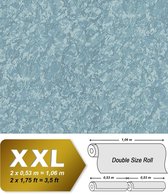 Uni kleuren behang EDEM 9076-29 vliesbehang gestempeld in spachtelputz look en metallic effect blauw turquois 10,65 m2