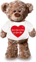 Lieve oma en opa we love you pluche teddybeer knuffel 24 cm wit t-shirt met rood hartje - lieve oma en opa we love you / cadeau knuffelbeer