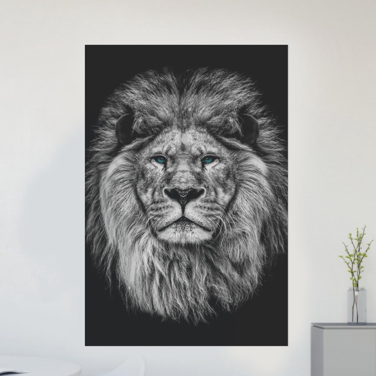 Modern Schilderij Woonkamer - Canvas Schilderij - Leeuw - 75 x 100 cm - PosterGuru