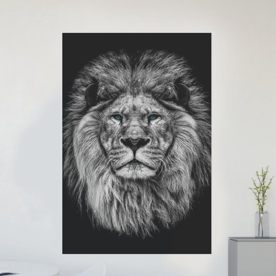 Canvas Schilderij Lion Blue Eyes | 75 x 100 cm | PosterGuru