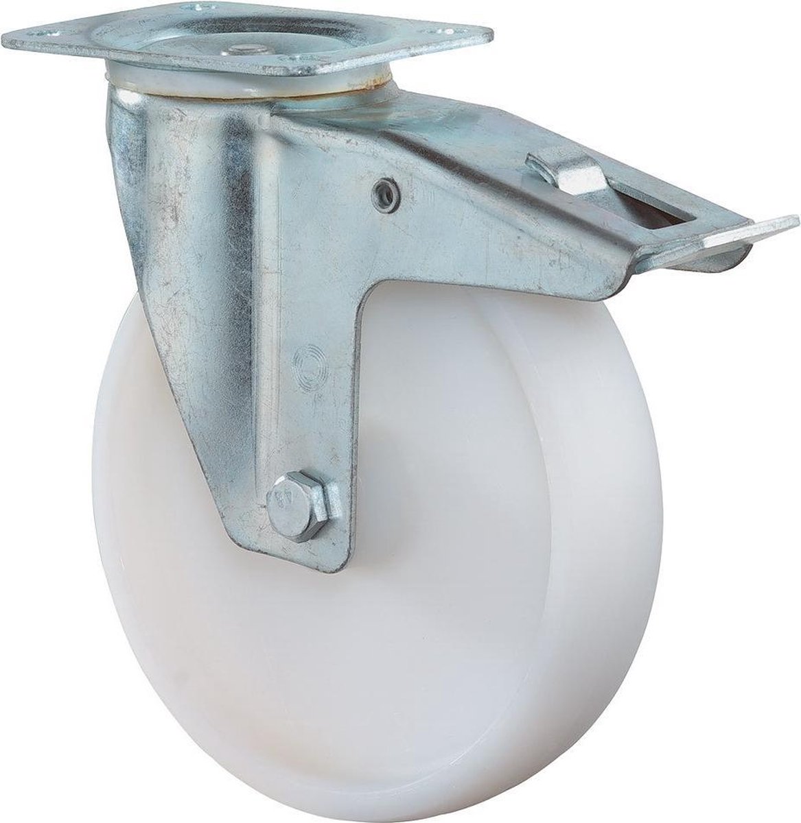 Zwenkwiel+rem 100mm kunststof totale hoogte 128mm