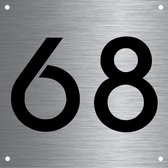 RVS huisnummer 12x12cm nummer 68