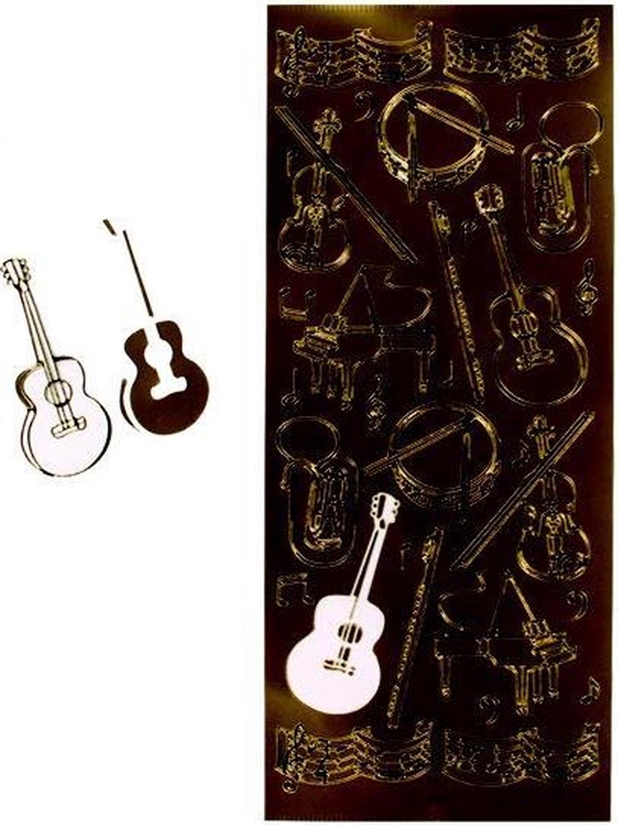 Stickers muziekinstrumenten goud