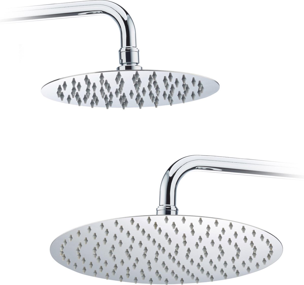 Relaxdays Pommeau de douche rond pluie tête de douche 200 mm pomme en inox  effet miroir brillant, argenté