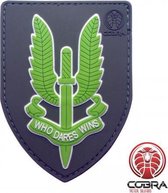 Who Dares Wins SAS Motiverende Militaire PVC patch embleem groene met velcro