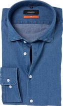 Seidensticker Slim Fit overhemd - blauw jeans - Strijkvrij - Boordmaat: 40