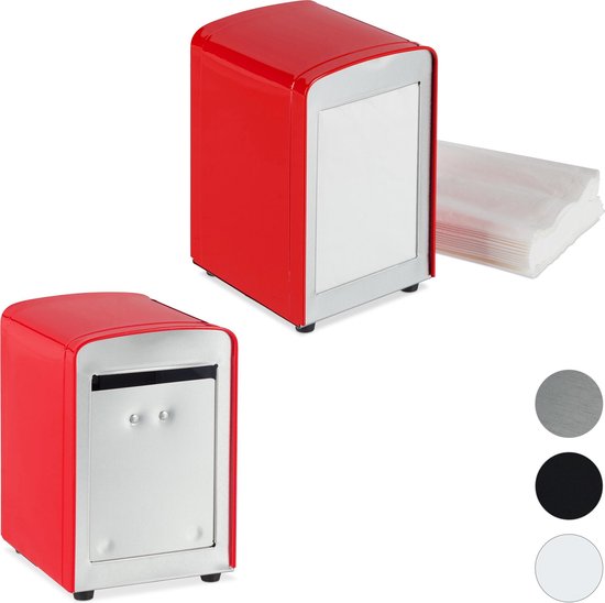 Relaxdays 2 x servettenhouder retro - American Diner - servet houder - servetten dispenser