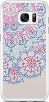 Samsung S7 Edge hoesje - Red & blue floral | Samsung Galaxy S7 Edge case | Hardcase backcover zwart