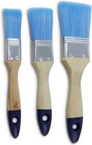 3x Verfkwasten plat blauw - Platte schilderkwasten - Klussen/schilderwerk in huis