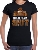 Funny emoticon t-shirt this is heavy shit zwart voor dames - Fun / cadeau shirt L