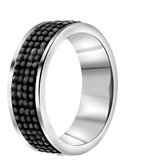 Lucardi Dames Ring hematite kristal - Ring - Cadeau - Moederdag - Staal - Zilverkleurig