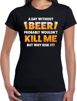 Oktoberfest A day Without Beer drank fun t-shirt zwart voor dames - bier drink shirt kleding XL