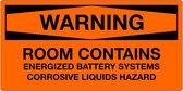 Sticker 'Warning: Corrosive liquids hazard' 300 x 150 mm