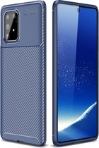 Carbon Fiber TPU Back Cover - Samsung Galaxy S10 Lite Hoesje - Blauw