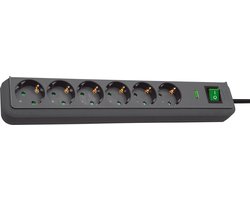 Eco-Line 13.500A stekkerdoos met overspanningsbeveiliging 6-voudig antraciet 1,5m H05VV-F 3G1,5