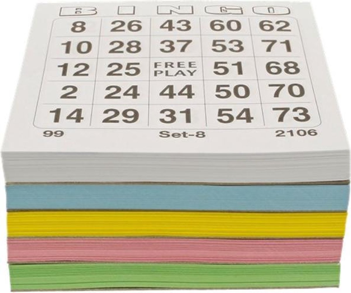 Bingokaarten Diverse Kleuren Bingo Blocks 500 vellen Bingo 1/75