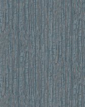 Strepen behang Profhome DE120087-DI vliesbehang hardvinyl warmdruk in reliëf gestempeld tun sur ton glanzend blauw zilver 5,33 m2