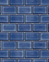 Grafisch behang Profhome BA220107-DI vliesbehang hardvinyl warmdruk in reliëf gestempeld met grafisch patroon glimmend blauw wit 5,33 m2
