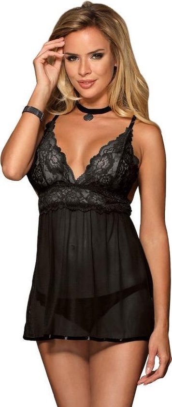 Subblime - robe lingerie transparente noire - taille L / XL - fétiche - transparente dos nu / sexe / jouets érotiques