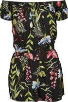 Dames Ladies AOP Off Shoulder Short Jumpsuit zwart