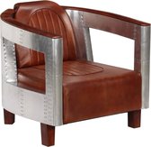 Fauteuil luchtvaartstijl echt leer bruin