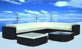 8-delige Loungeset met kussens poly rattan zwart (incl. Fleecedeken)