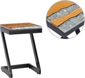 Salontafel 30x30x50 cm massief teakhout en polyresin