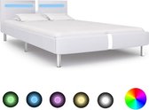 Bedframe met LED kunstleer wit 140x200 cm
