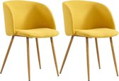 Eetkamerstoelen 2 st stof geel