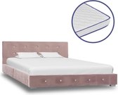 Bed met traagschuim matras fluweel roze 120x200 cm