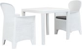 3-delige Bistroset rattan-look kunststof wit