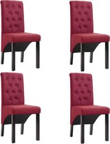 Eetkamerstoelen 4 st stof wijnrood