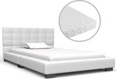 Bed met matras kunstleer wit 90x200 cm