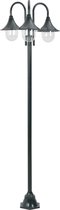 Paalverlichting tuin E27 220 cm aluminium donkergroen 3-delig