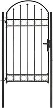 Poort met gebogen bovenkant 100x175 cm staal zwart