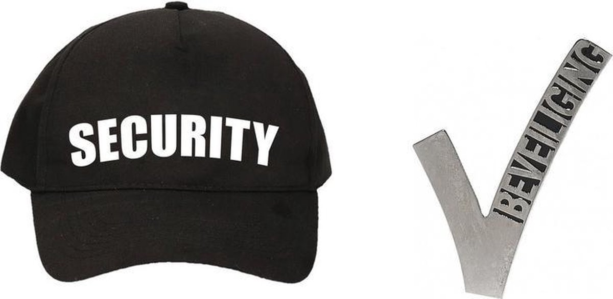 Pornografie salon schelp Zwarte security verkleed pet / cap met metalen beveiligings embleem /  speldje voor... | bol.com