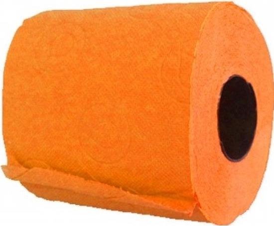 1x Oranje toiletpapier rol 140 vellen - Oranje thema feestartikelen decoratie - WC-papier/pleepapier